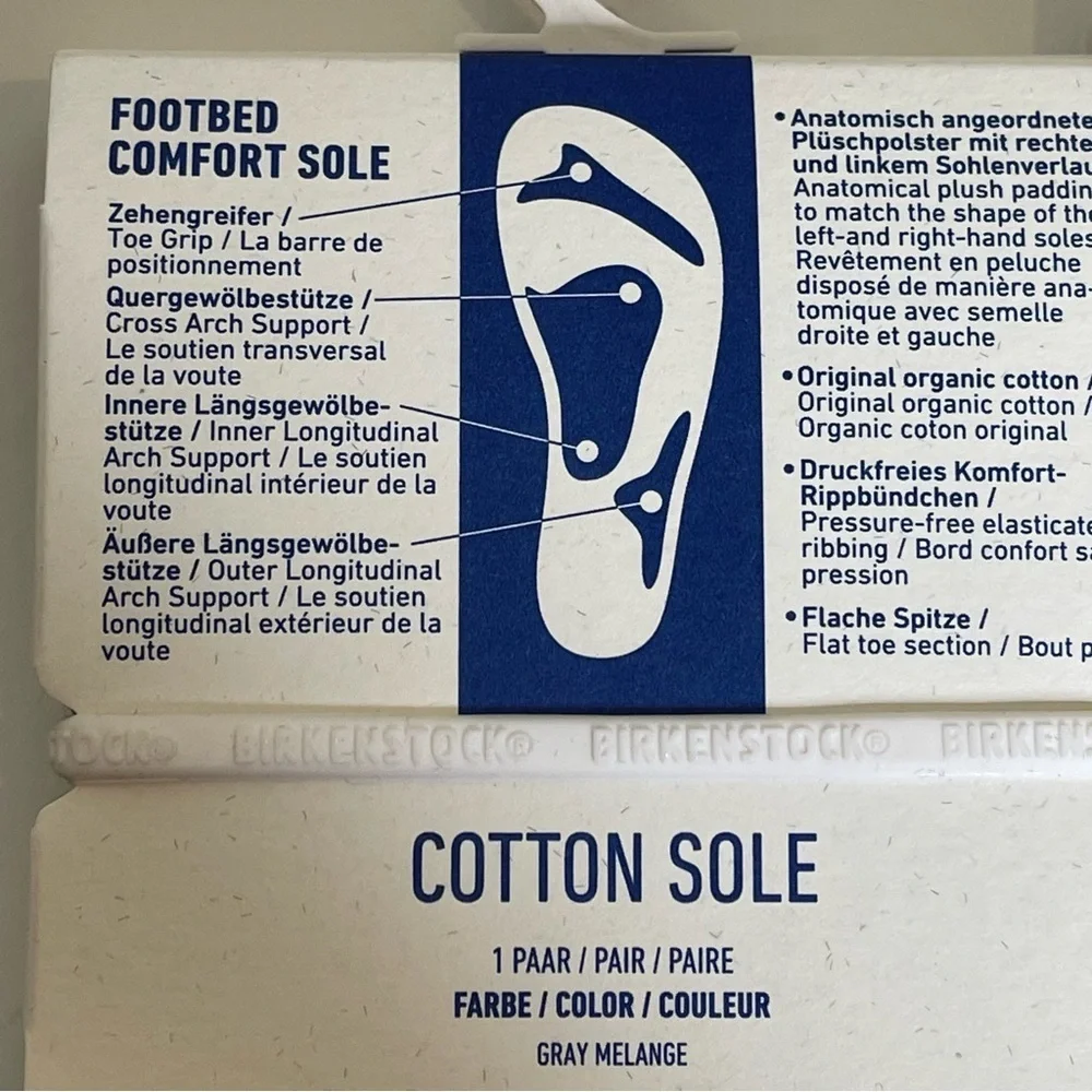 Birkenstock Cotton Sole Socks Grey